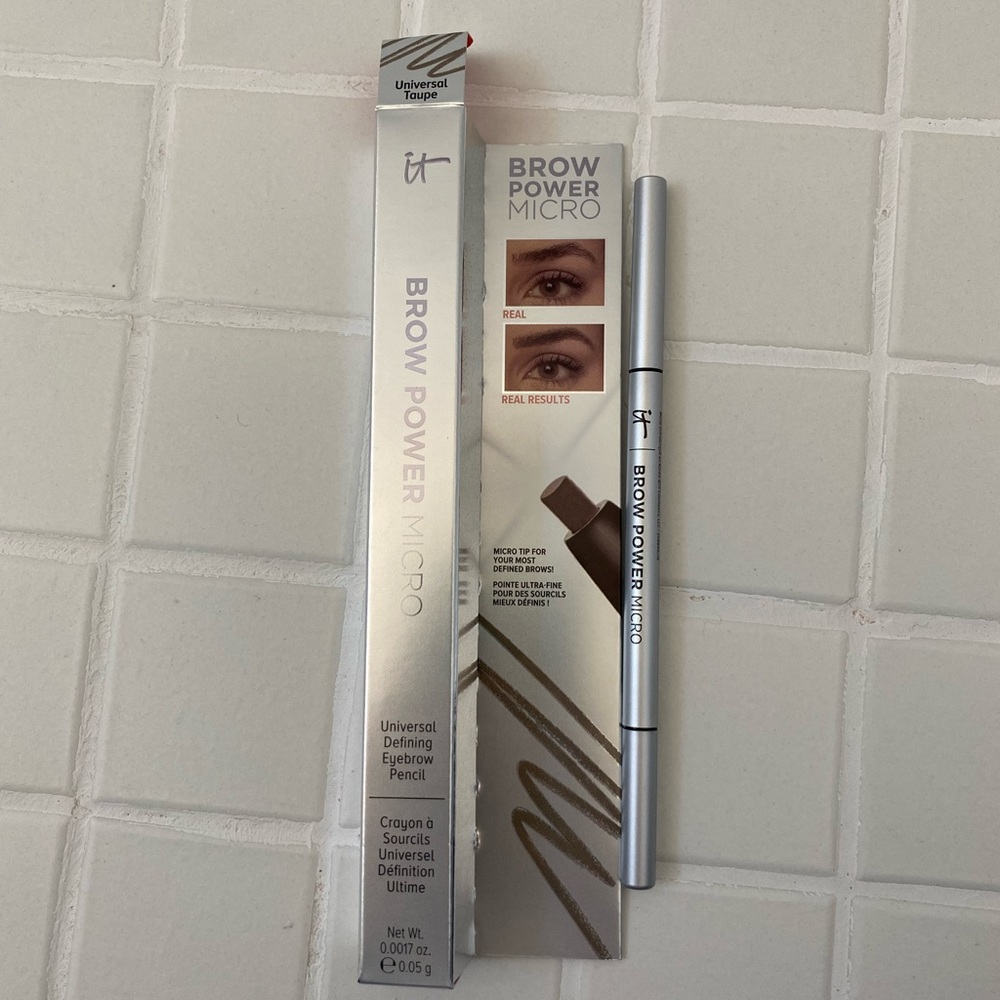 NIB IT Cosmetics Brow Power Micro Universal Defining Eyebrow Pencil in Taupe